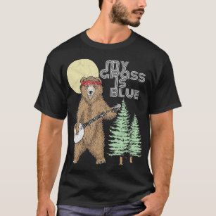 My Grass Is Blue Banjo Bear  Mountains  Funny T-Shirt