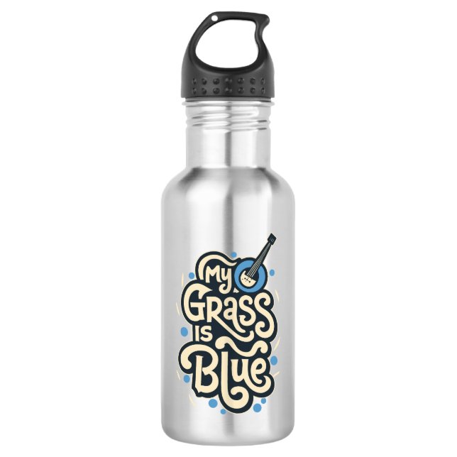 My Grass Is Blue Bluegrass Folk Music 532 Ml Water Bottle (Front)