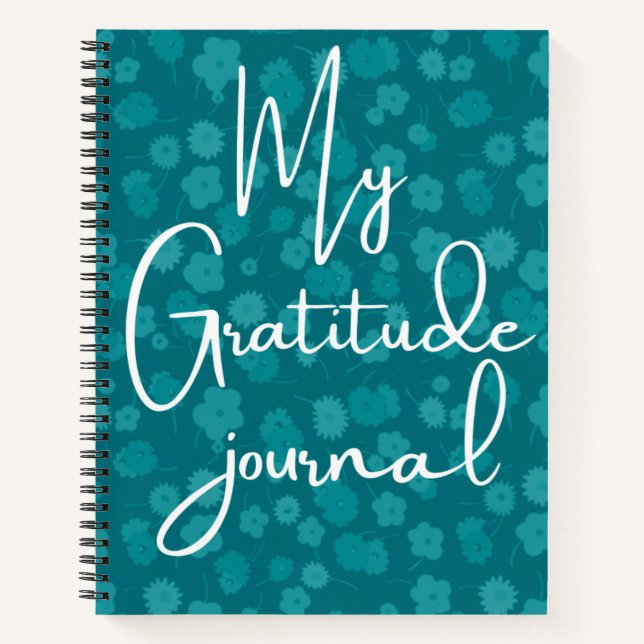 My Gratitude Journal Blue Flower Texture Notebook (Front)