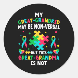 My Great-grandkid Autism Great Grandma Autism Classic Round Sticker