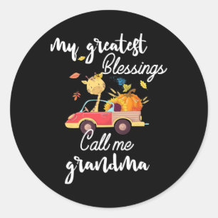 My Greatest Blessings Call Me Grandma Giraffe Pump Classic Round Sticker