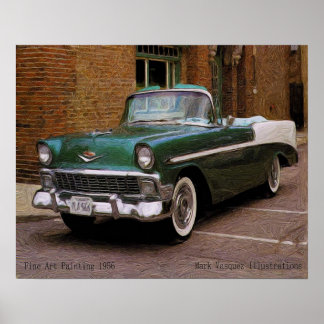 My Green 1956 Chevy Define Oil Poster