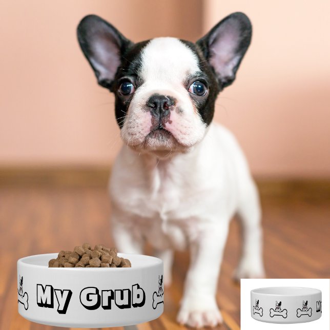 My Grub, French Bulldog, Simple, Minimalist, Pet Bowl (Creator Uploaded)