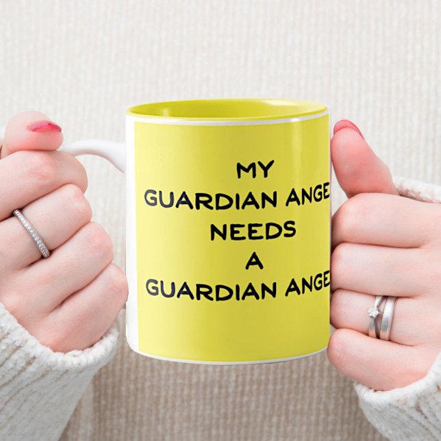 My Guardian Angel Needs A Guardian Angel. Two-Tone Coffee Mug (Creator Uploaded)