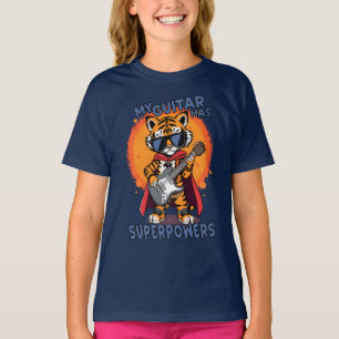My Guitar Has Superpowers Tiger Superhero Rock Sta T-Shirt