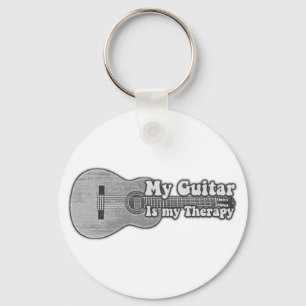 My guitar is my therapy. back and white guitar keychain