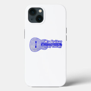 My guitar is my therapy. vintage blue guitar iPhone 13 case