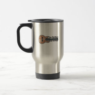 My guitar is my therapy. vintage brown guitar travel mug