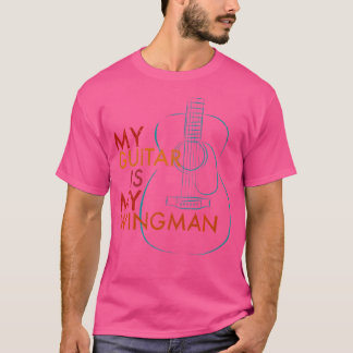 My Guitar Is My Wingman Line Art Of Acoustic Guita T-Shirt