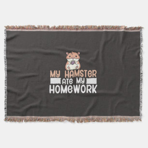 My Hamster Ate My Homework Throw Blanket