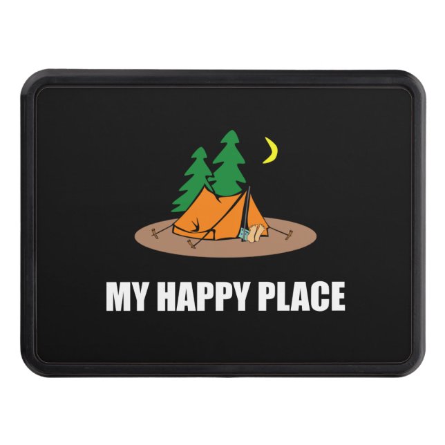 My Happy Place Camping Tent Trailer Hitch Cover (Front)