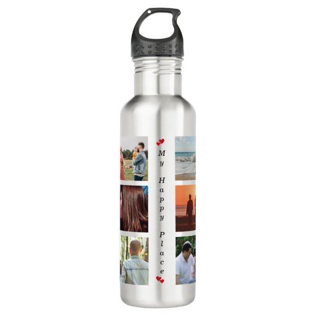 My Happy Place Customizable Family Photo 6 Picture 710 Ml Water Bottle (Front)