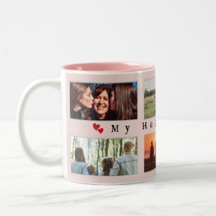 My Happy Place Customizable Family Photo 6 Picture Two-Tone Coffee Mug