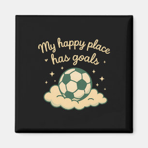 My Happy Place Has Goals Pastel Soccer Fan Cloud D Magnet
