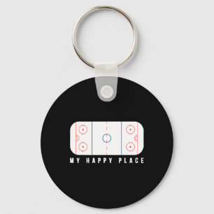 My Happy Place Hockey Ice Hockey Playing Field Keychain