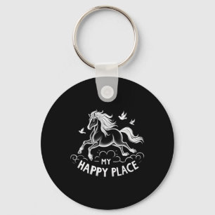 My Happy Place Horse Lover Gifts Horseback Riding Keychain