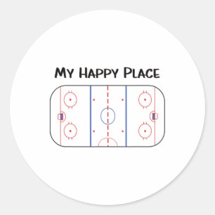 My Happy Place Is At The Hockey Rink Short Sleeve  Classic Round Sticker