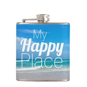 My Happy Place Vinyl Wrapped Flask