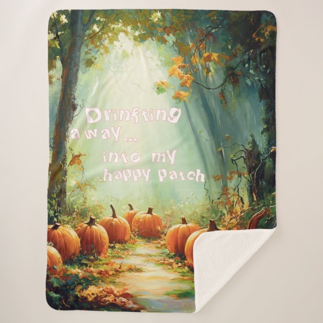 My Happy Pumpkin Patch Large Sherpa Blanket (Front)