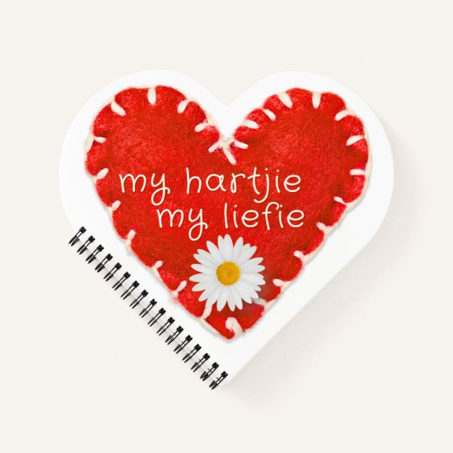 My Hartjie My Liefie Applique Heart and Daisy Notebook (Front)