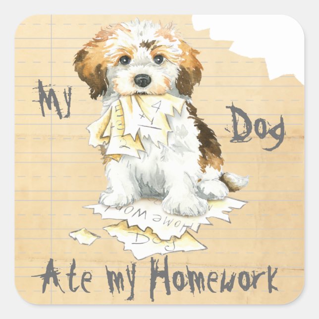 My Havanese Ate My Homework Square Sticker (Front)