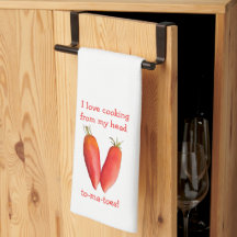My Head To-Ma-Toes Vegetable Funny Kitchen Towel