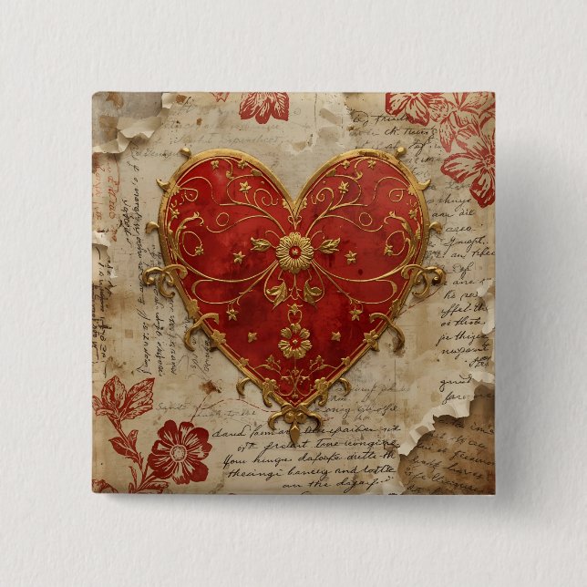 My Heart  2 Inch Square Button (Front)