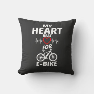 My Heart beat for Ebike E Bike T-Shirt Throw Pillow