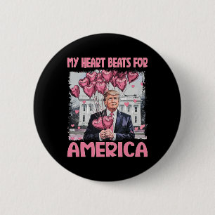 My Heart Beats For America Trump Valentine's Day 2 Inch Round Button