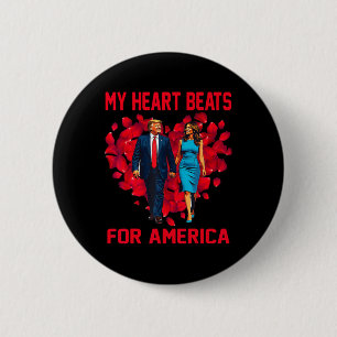 My Heart Beats For America Trump Valentine's Day 3 2 Inch Round Button