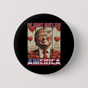 My Heart Beats For America Trump Valentine's Day 5 2 Inch Round Button