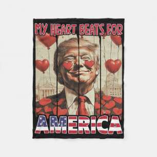 My Heart Beats For America Trump Valentine's Day 5 Fleece Blanket
