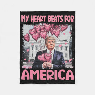 My Heart Beats For America Trump Valentine's Day  Fleece Blanket