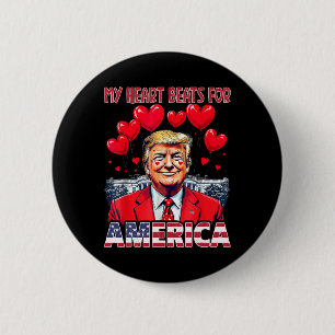 My Heart Beats For America Trump Valentine's Day U 2 Inch Round Button