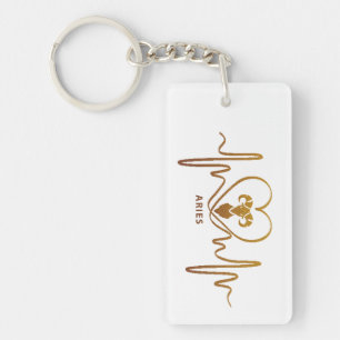 My Heart Beats for Aries Zodiac Sign Keychain 