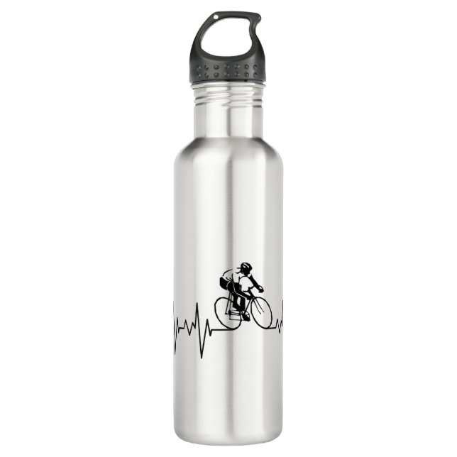 My Heart Beats For Cycling. 710 Ml Water Bottle (Front)