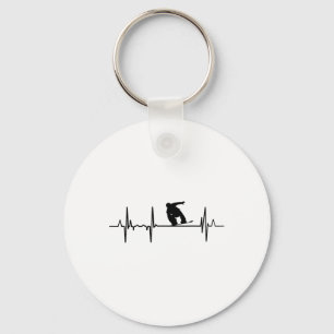 My Heart Beats For Snowboarding Snowboard Fan Ecg Keychain