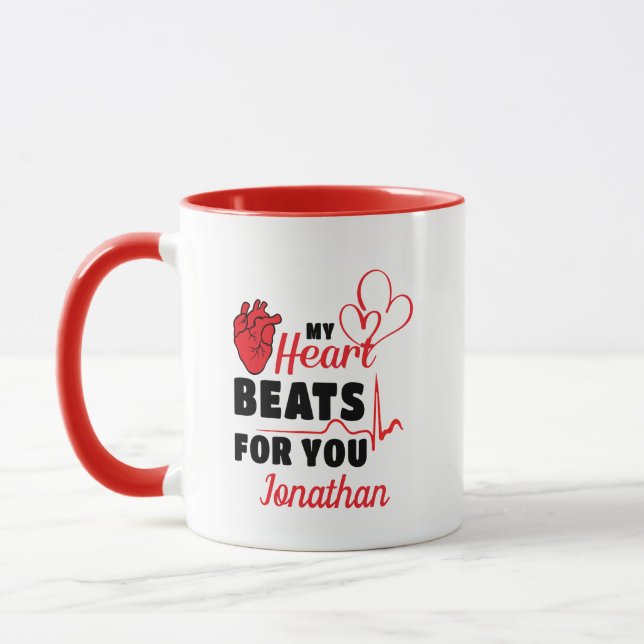 My Heart Beats For You Personalized Mug (Left)