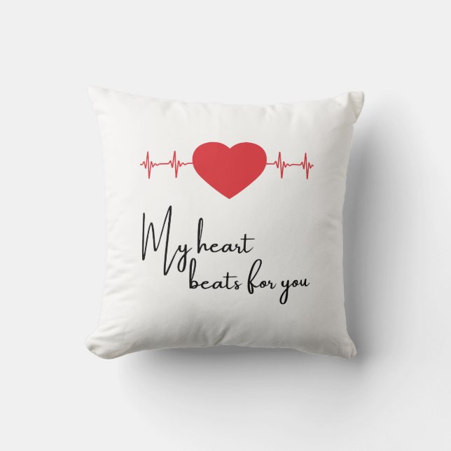 My heart beats for you throw pillow (Front)