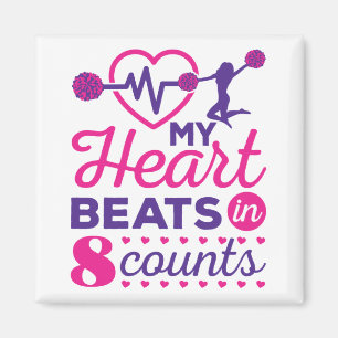 My Heart Beats in 8 Counts Cheerleading Cheer Magnet