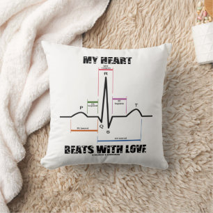 My Heart Beats With Love Electrocardiogram ECG Throw Pillow