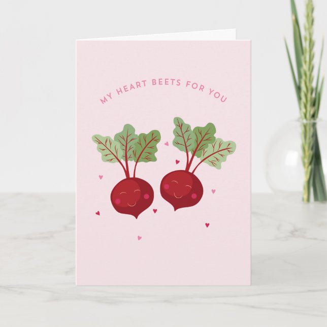 My heart beets for you Folded greeting Card (Front)