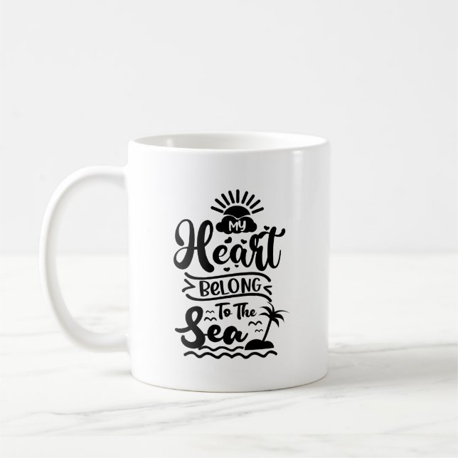 My Heart Belong To The Sea Typography Mug (Left)