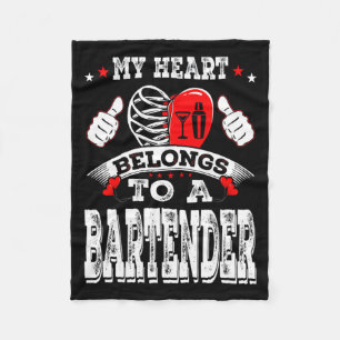My Heart Belongs To A Bartender Valentine Day  Fleece Blanket
