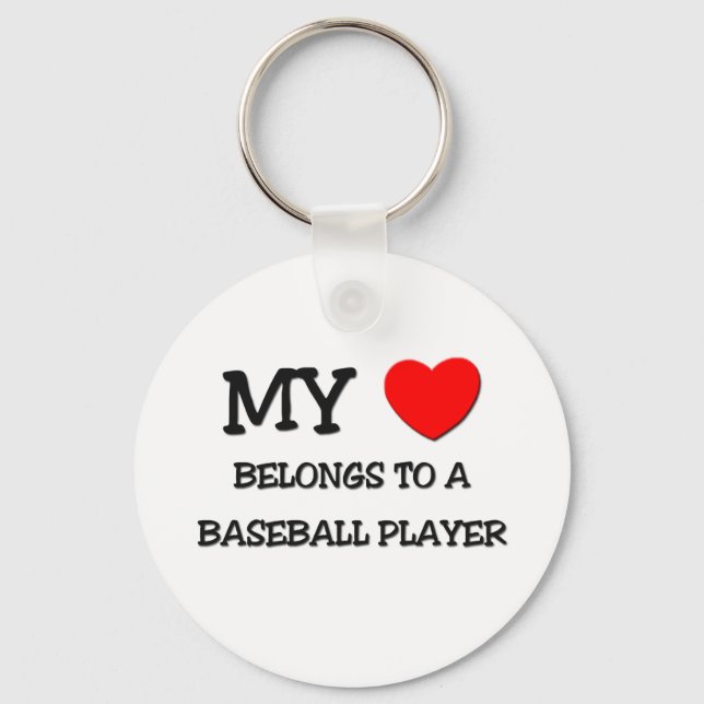 My Heart Belongs To A BASEBALL PLAYER Keychain (Front)