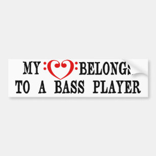 My Heart Belongs To A Bass Player Bumper Sticker
