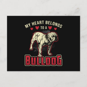 My Heart Belongs To A Bulldog Dog Vintage Funny Postcard