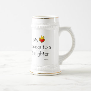 My Heart Belongs To A Firefighter Beer Stein
