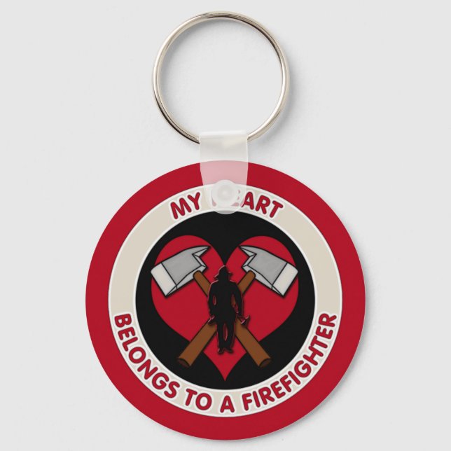 My Heart Belongs To A Firefighter Keychain (Front)