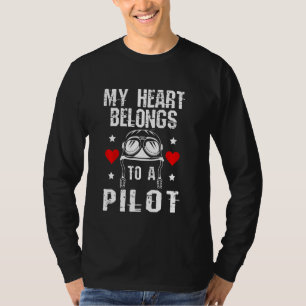 My Heart Belongs To A Pilot Pilot Wife Jet Fighte T-Shirt